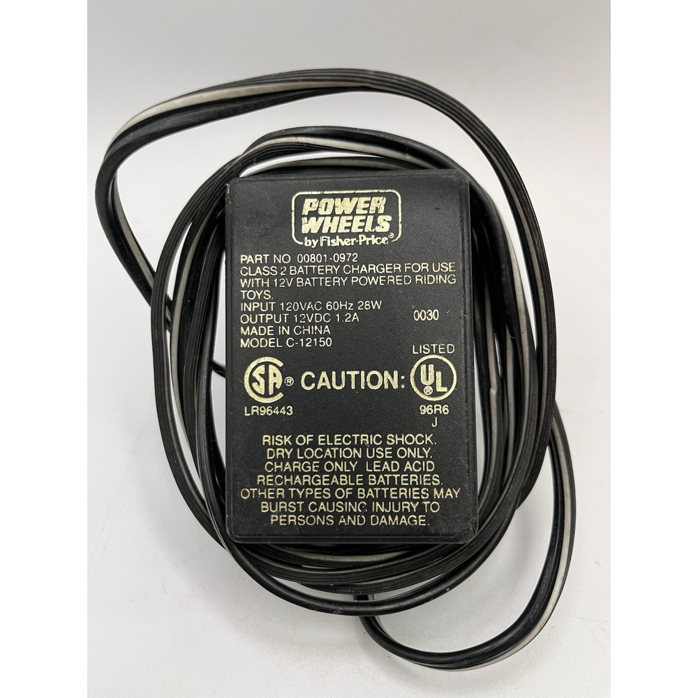 Fisher Price Power Wheels 00801-1778 12V Battery Charger